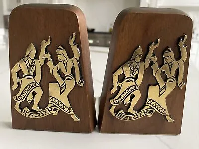 Vintage Wood And Brass Book Ends Israel • $20