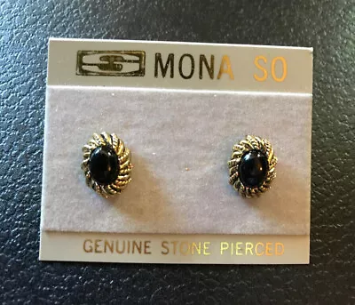 New MONA SO Genuine Stone Earrings PIERCED (1/2  X 3/8 ) • $8.50