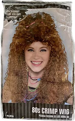 80's Crimped Adult Costume Wig | Brunette Brown • $15