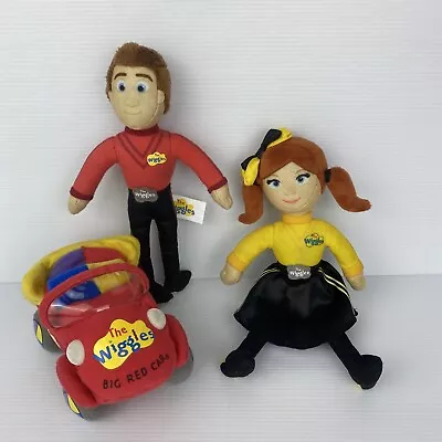 Wiggles Emma Simon Big Red Car Bean Bag Plush Lot X3 Red Yellow Soft Toy Bundle • $32.95