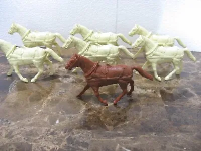 Vintage Marx Playset Wagon Horses Set Of 7 • $24.95