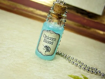 Unicorn Blood Glass Bottle Necklace - Cork Vial Pendant Charm - Kawaii Potion • $13.24