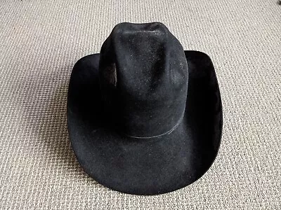 Stetson Cowboy Hat 7 1/4 Black Felt Western Vintage Kings Western Wear 58 • $79.99