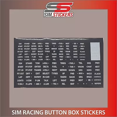 BLACK Standard Stickers For Car Simulator Button Box/Wheel IRacing/AC/PC2 • £6