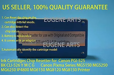 $28.94 • Buy Canon Ink Cartridge Chip Resetter PGI-525 BK  PGI-525  CLI-526 Y M C G