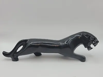 Vintage Carved Black Onyx Puma Panther 8” Figurine As Is • $18