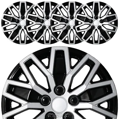 $64.99 • Buy 16  Silver Black Set Of 4 Wheel Covers Snap On Hub Caps Fit R16 Tire & Steel Rim