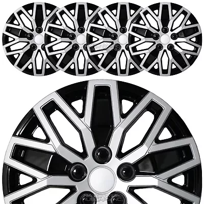 $64.99 • Buy 16  Silver Black Set Of 4 Wheel Covers Snap On Hub Caps Fit R16 Tire & Steel Rim