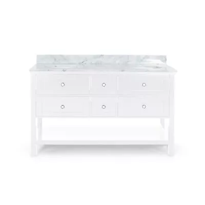 Douvier Contemporary 60  Wood Double Sink Bathroom Vanity With Marble Counter To • $1278.99