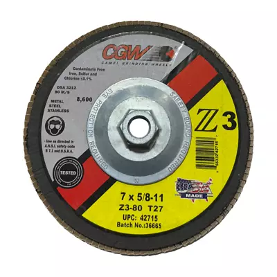 CGW 7  X 5/8-11 Flap Disc 80 Grit Z3 Premium Zirconia T27 • $11.99