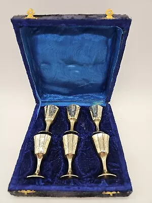 Set Of 6 Antique Small Mini Cups Goblets EPNS Velvet Box • $11.20