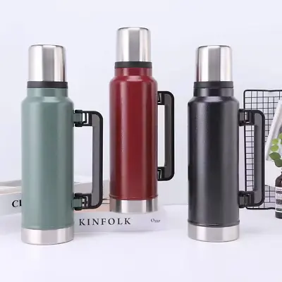 1.4L Stainless Steel Flask Hot Cold Tea Drink Thermos Vacuum Bottle With Handle • £22.98