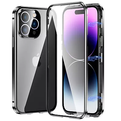 For Apple IPhone 14 Pro Max 13 12 11 Magnetic Metal Frame Screen Glass Full Case • $14.13