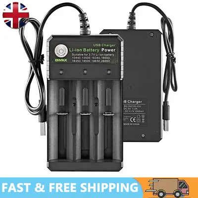 3 Slot Smart Charger For 3.7v Rechargeable Li-ion Battery Lithium 18500 18350 • £10.90