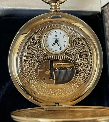 REUGE MUSIC Pocket Watch With Music Box  W/ Box Tested Gift • $1129