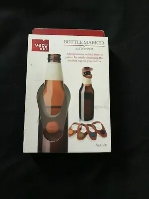 $6 • Buy Vacu Vin Beer Bottle Marker And Stopper Set Of Six Silicone Leather 