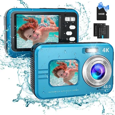 Waterproof Camera 4K UHD Underwater Camera 48MP 11FT Digital Camera W/ 64G Card • $64.75