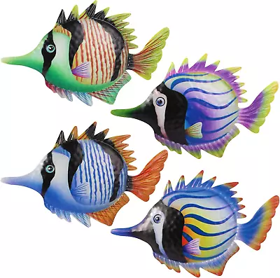 4PSC Metal Fish Wall Art Decor Beach Themed Bathroom Wall Art Decor Ocean Theme • $11.19