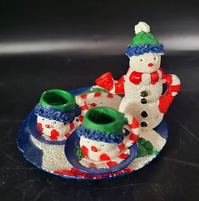 Miniature Christmas Tea Set Snowman ⛄️ Resin 6pc • $12