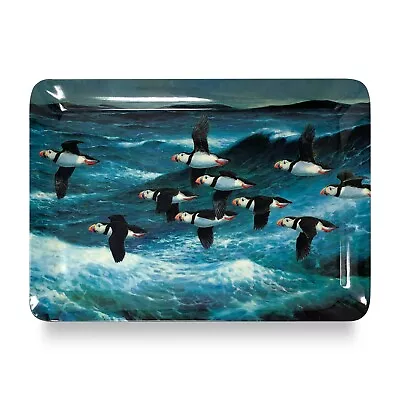 Puffins In Flight Melamine Tray | Julian Friers Serving 39.5cm X 28cm • £12.99