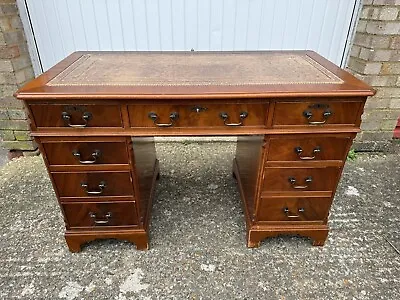 Chesterfield Inlay Leather Writers Captains Pedestal Office Study Desk • £145