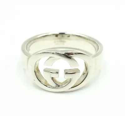 Authentic GUCCI Ring Sterling Silver 925 Interlocking GG Size 10 • $114