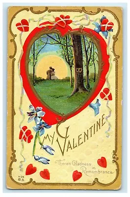 1914 Valentine Sweet Couple In The Tree Embossed Middletown Maryland MD Postcard • $7.85