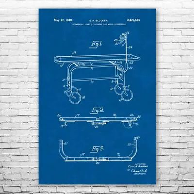 IV Stretcher Patent Poster Print 12 SIZES Nurse Gift Hospital Decor Surgeon Gift • $46.95