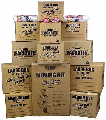 Moving Boxes Kit - Heavy Duty Cardboard Boxes And Packing Supplies For Shipping • $37.50