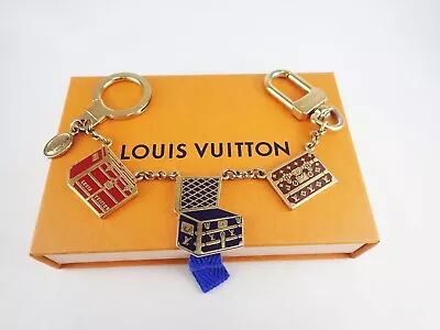 $230.55 • Buy Louis Vuitton Key Ring Holder Bag Charm M66459 Trunk Gold Tone Metal Multicolor