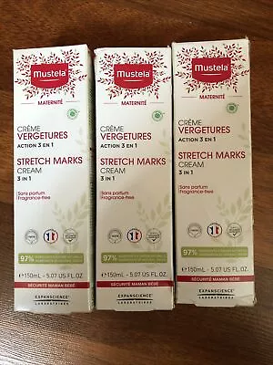 Mustela 3 In 1 Stretch Marks Cream 5.07 Oz. Scar & Stretch Mark Reducer Lot Of 3 • $29.99