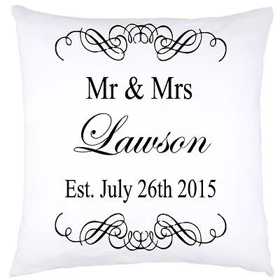 PERSONALISED Wedding Mr And Mrs CUSHION COVER Anniversary GIFT • £9.99