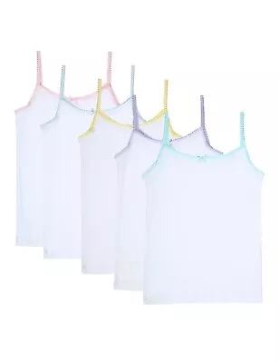 £10.99 • Buy M&S Marks & Spencer Girls 5 PACK White School Camisole Vest Tops Underwear 2-16