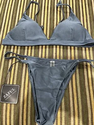 Zaful Steel Blue String Bikini Sz M (acc630 • $35