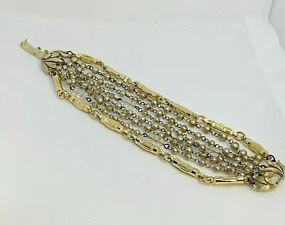 Vintage Signed Lisner Faux Pearl Chain Bracelet  7 1/2” -8 Strand   • $12.95