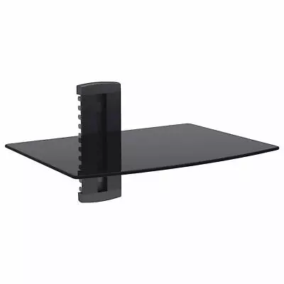 1/2/3 Tiers Wall Mounted Black Tempered Glass Floating Shelf For DVD Console DVR • £11.49