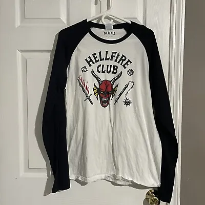 NETFLIX Stranger Things Retro 80s Hellfire Club T Shirt Size Adult XL LongSleeve • $16.99