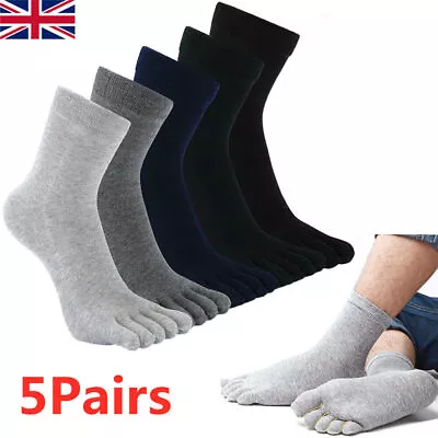 5Pair Mens Five Finger Toe Orthopedic Compression Socks Winter Casual Breathable • £5.99