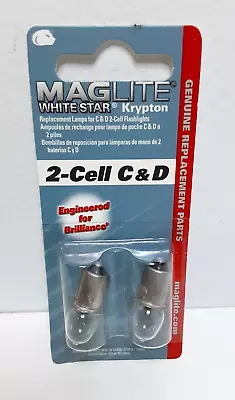 Maglite Krypton White Star 2-Cell C&D Flashlight 2 Bulbs Pack • $10.99