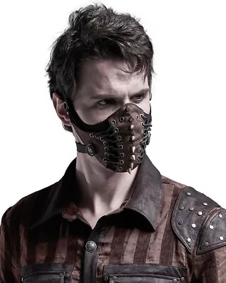 £19.99 • Buy Punk Rave Mens Steampunk Gothic Studded Face Cover Mask Black Brown Copper Spike