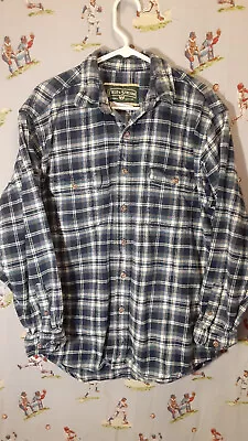 🦆 Field & Stream Mens Thick Lumberjack Flannel Blue Plaid Size LARGE 🦌 • $18.99