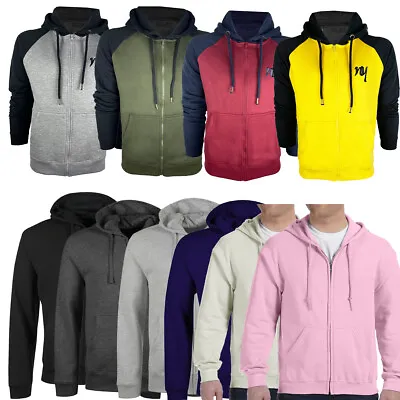 Mens Zipper Hoodie Hooded Sweatshirt Fleece Hoody  Work Designer Top • £10.99