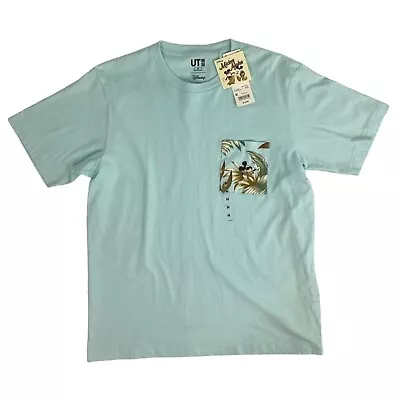 UT Disney Men's Mickey Mouse Aloha Pocket T Shirt M Green 100% Cotton Beach • $12