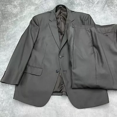 Blair Underwood Suit Men 46R/41W Taupe Brown Birdseye Pleated Classic Career 2pc • $55.97