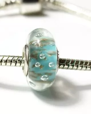 Pandora Bubbly Mint Green Murano Glass BEAD SILVER EUROPEAN CHARM • $38.50