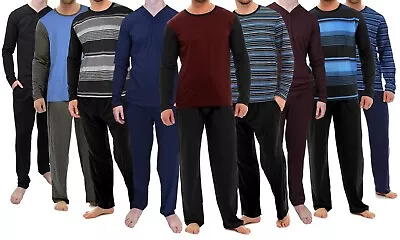 Mens Pyjamas Sets PJ's Nightwear Loungewear Long Sleeve Cotton Set Sizes S-4XL • £17.95