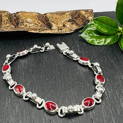 Taxco Mexico 925 Sterling Silver  Red Jasper Bracelet Mexican Jewelry • $56.50