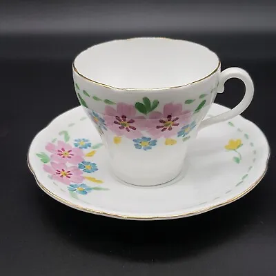 Mayfair English Bone China Vintage Cup And Saucer Set Floral Gold Trim • $18.70
