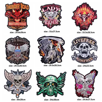 Large Skull Skeleton Patch Iron On Sew On Embroidered Motorcycle Biker Jacket • $23.09