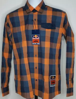 NEW Red Bull KTM Racing Team Orange & Blue Checked L/S Shirt Size S A602 • $18.86